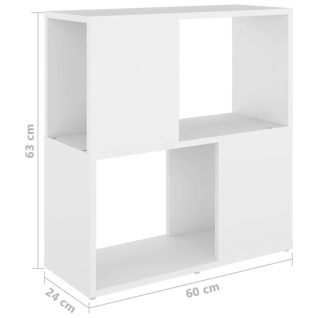 White Book Cabinet 2-Tier Shelving Unit 60W x 24D x 63H cm