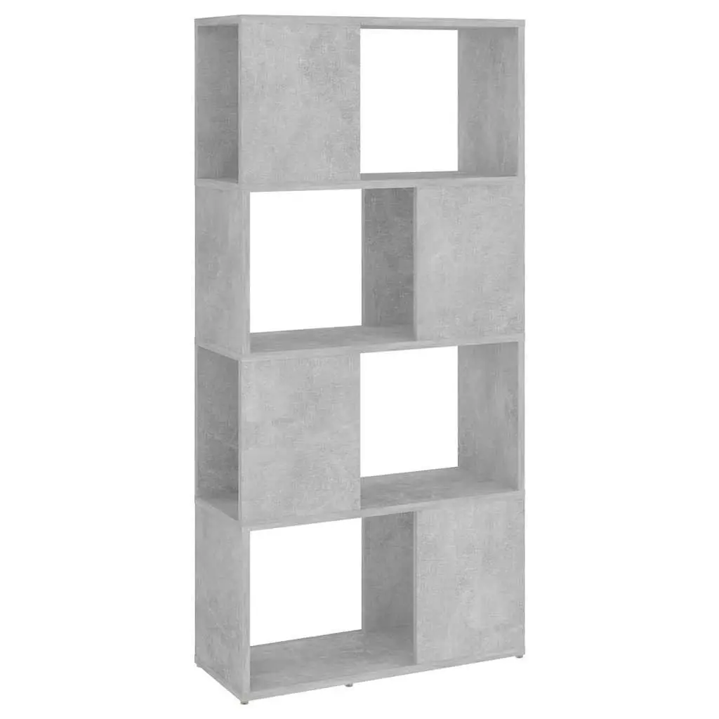 Book Cabinet Room Divider Grey 4 Compartment Shelving Unit Storage Organizer