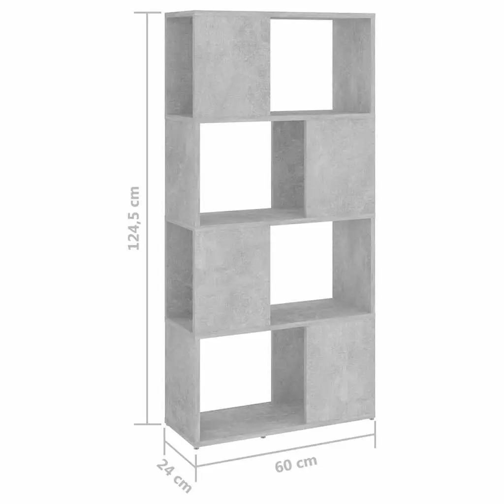Book Cabinet Room Divider Grey 4 Compartment Shelving Unit Storage Organizer