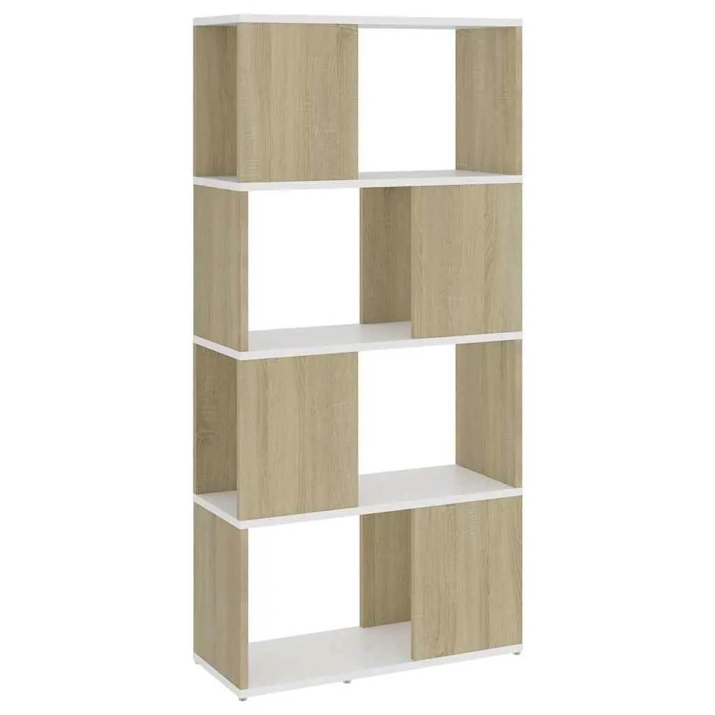Book Cabinet Room Divider 4 Compartment Beige 60W x 24D x 124.5H cm