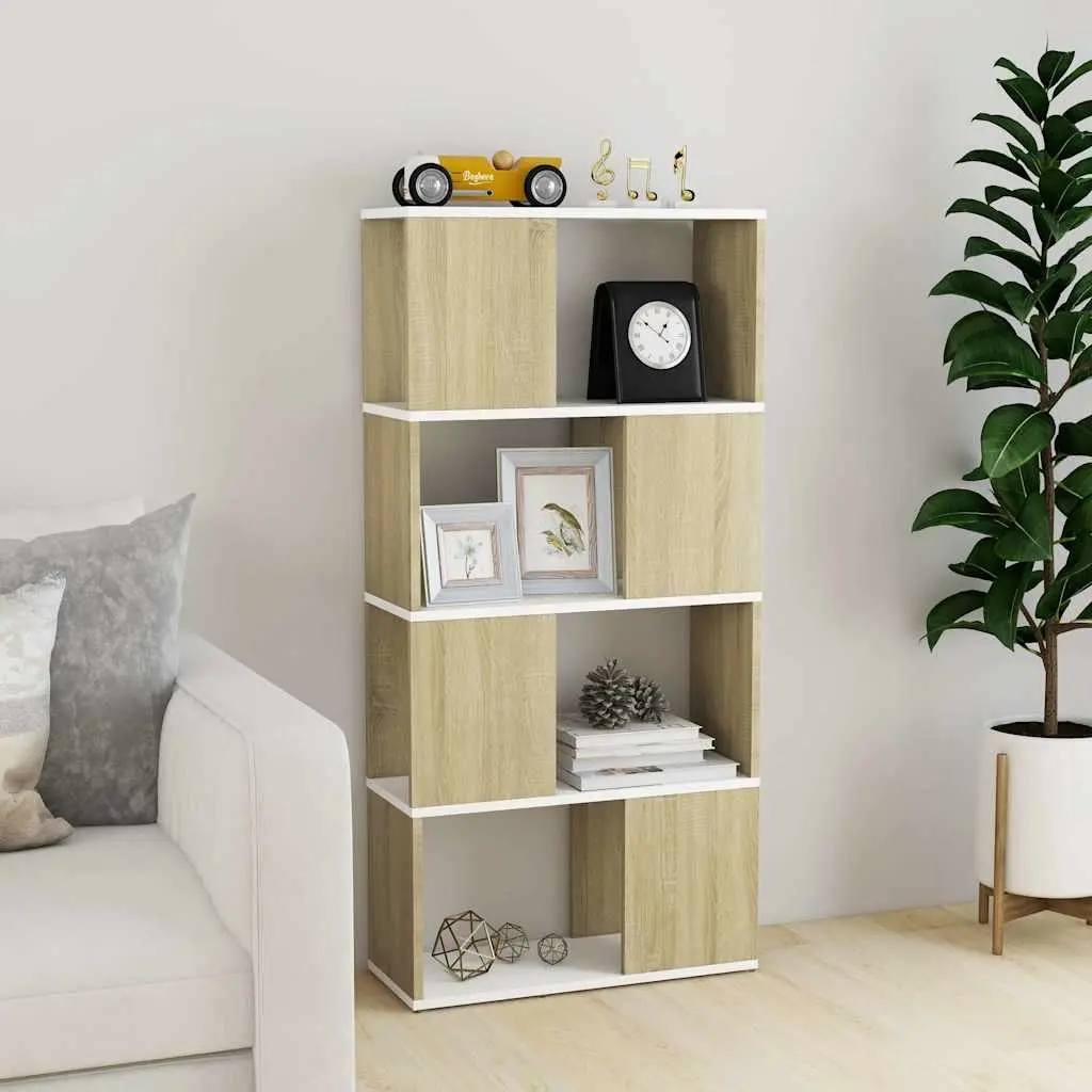 Book Cabinet Room Divider 4 Compartment Beige 60W x 24D x 124.5H cm