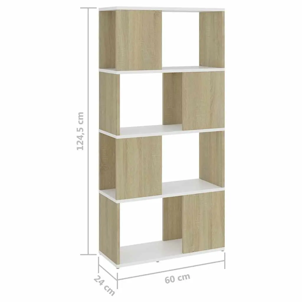 Book Cabinet Room Divider 4 Compartment Beige 60W x 24D x 124.5H cm