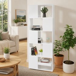 Book Cabinet Room Divider High Gloss White Shelving Unit Open Design Storage
