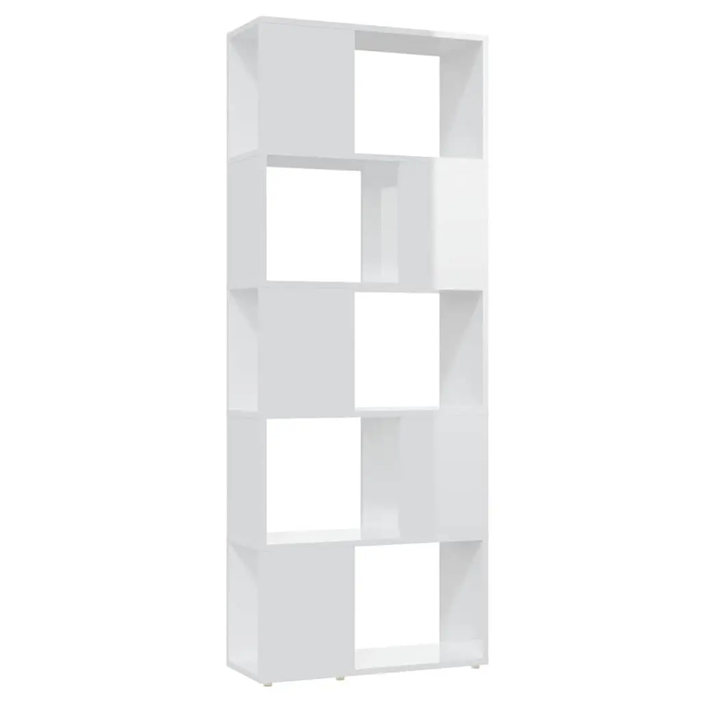 Book Cabinet Room Divider High Gloss White 60x24x155cm Bookcase Open Shelf Unit