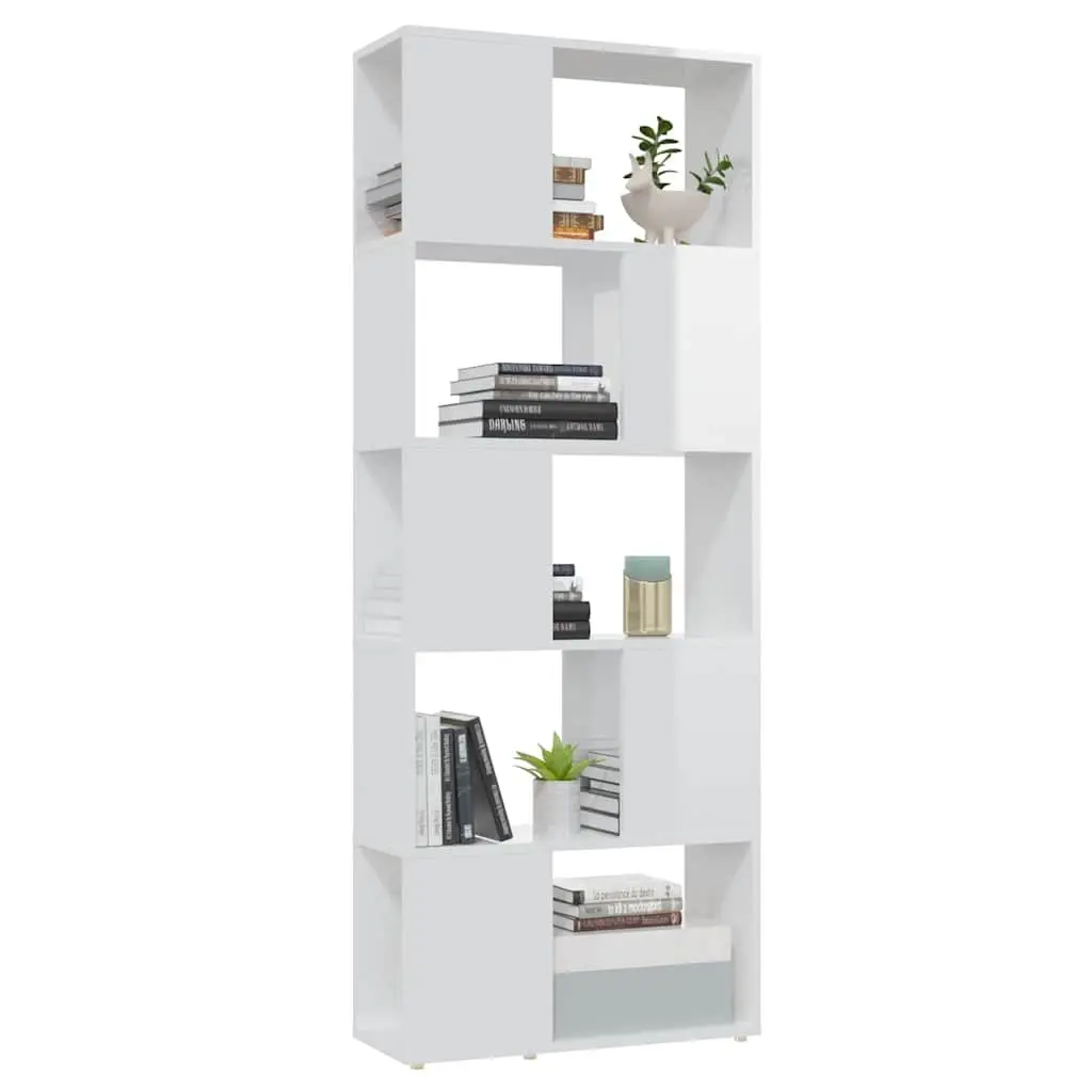 Book Cabinet Room Divider High Gloss White 60x24x155cm Bookcase Open Shelf Unit