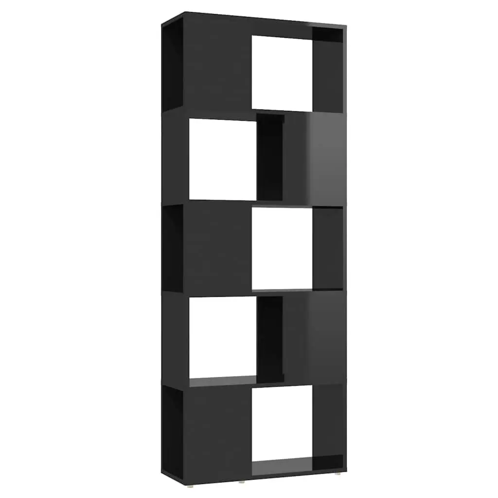 Book Cabinet Room Divider High Gloss Black 60x24x155cm