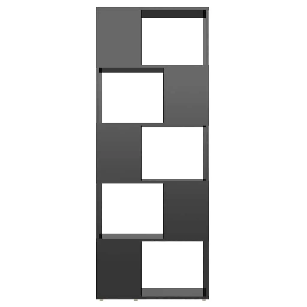 Book Cabinet Room Divider High Gloss Black 60x24x155cm