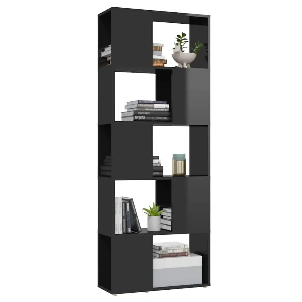 Book Cabinet Room Divider High Gloss Black 60x24x155cm