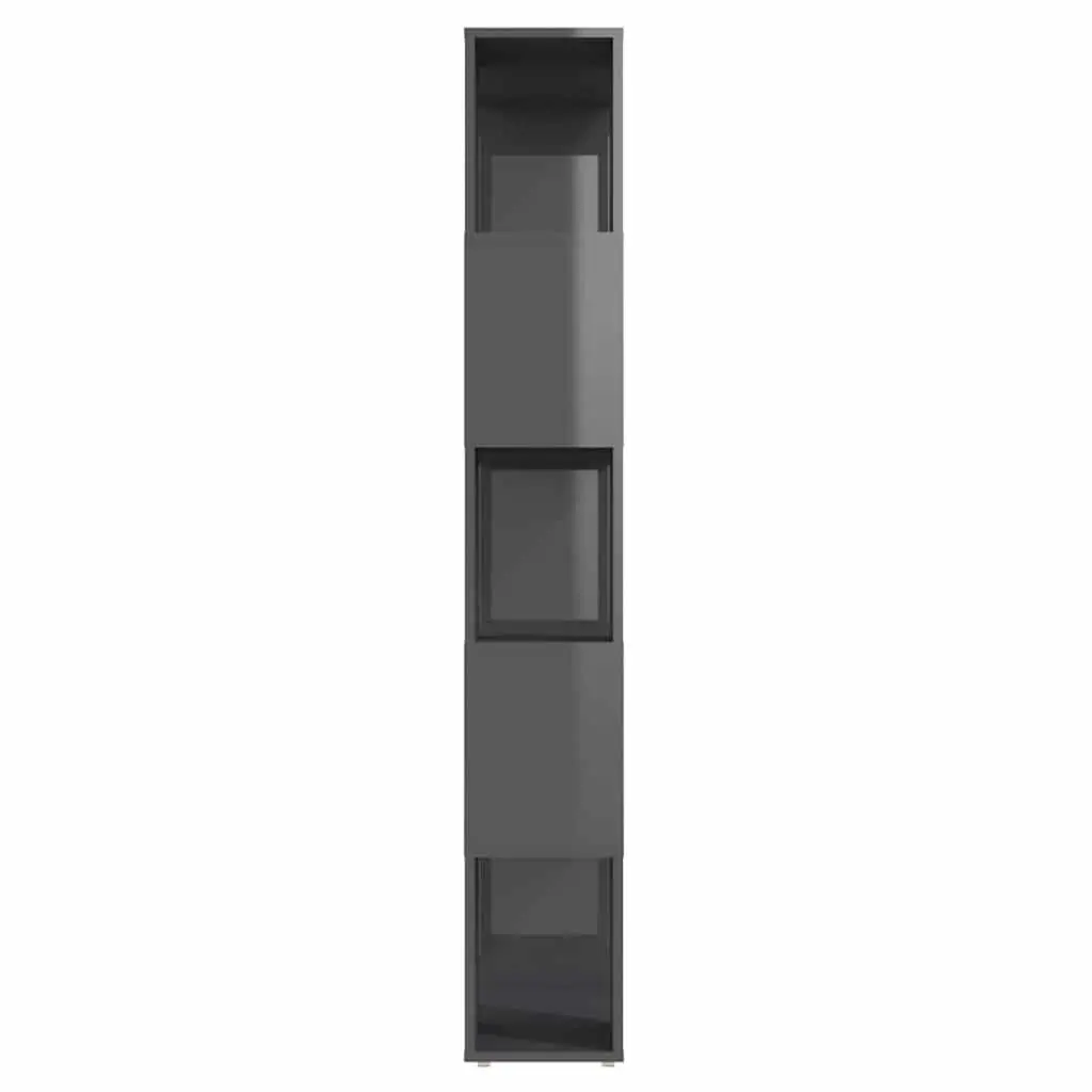 Book Cabinet Open Shelf High Gloss Grey 60W x 24D x 155H cm