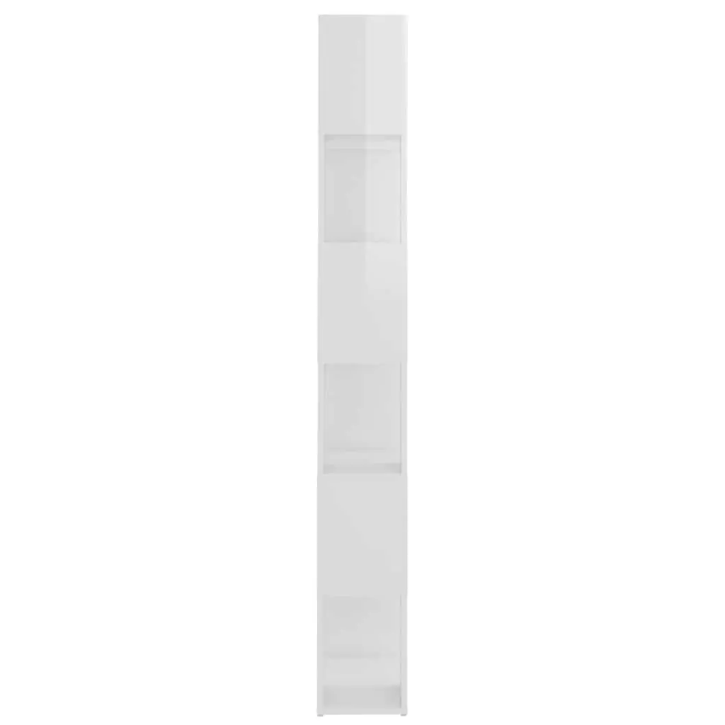 High Gloss White Book Cabinet with 6 Shelves