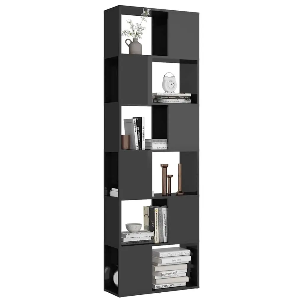Book Cabinet Room Divider High Gloss Grey 60x24x186cm Bookcase Storage Shelf