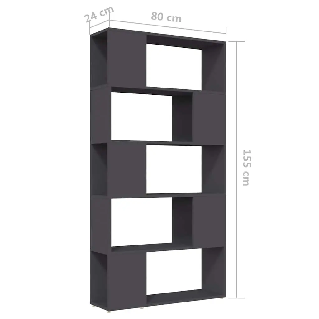 Book Cabinet Room Divider Grey 80x24x155cm