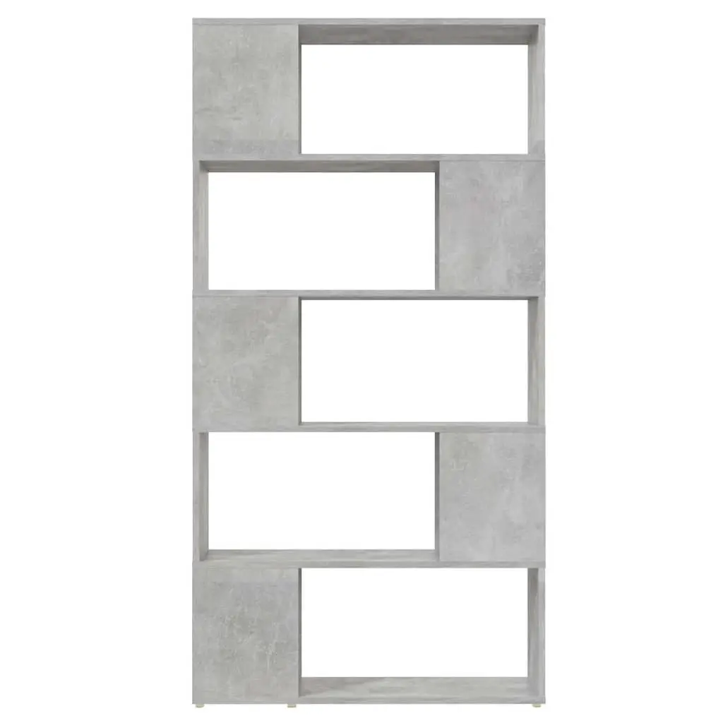 Book Cabinet Room Divider Concrete Grey Engineered Wood 80W x 24D x 155H cm