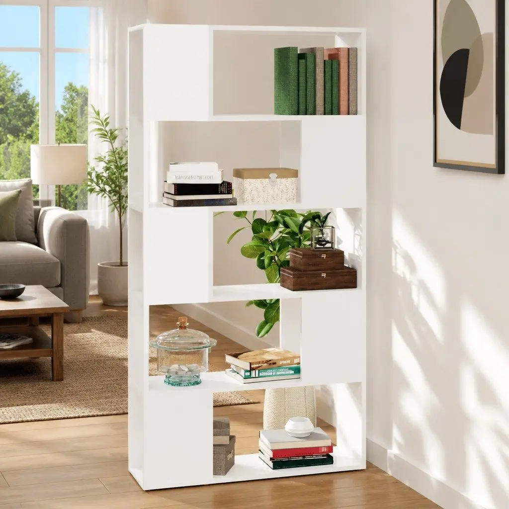 Book Cabinet Room Divider Shelving Unit Storage White 80x24x155 cm