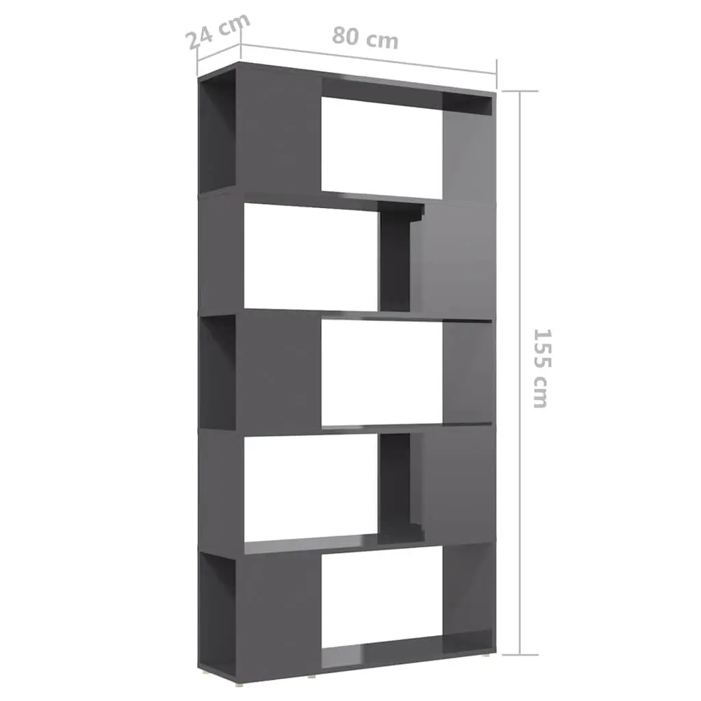 Grey Book Cabinet Room Divider with High Gloss Finish