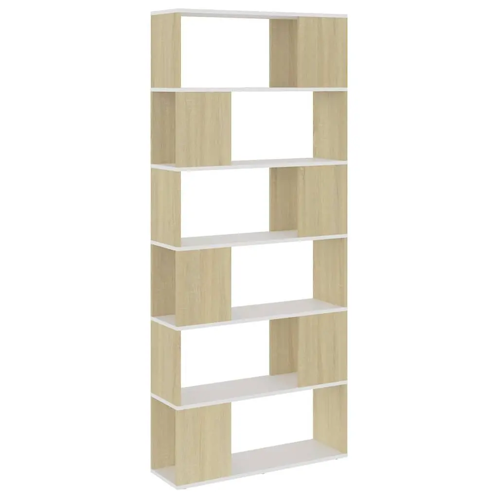 Book Cabinet Room Divider Shelving Unit 6 Compartment Storage Organiser Beige 80W x 24D x 186H cm