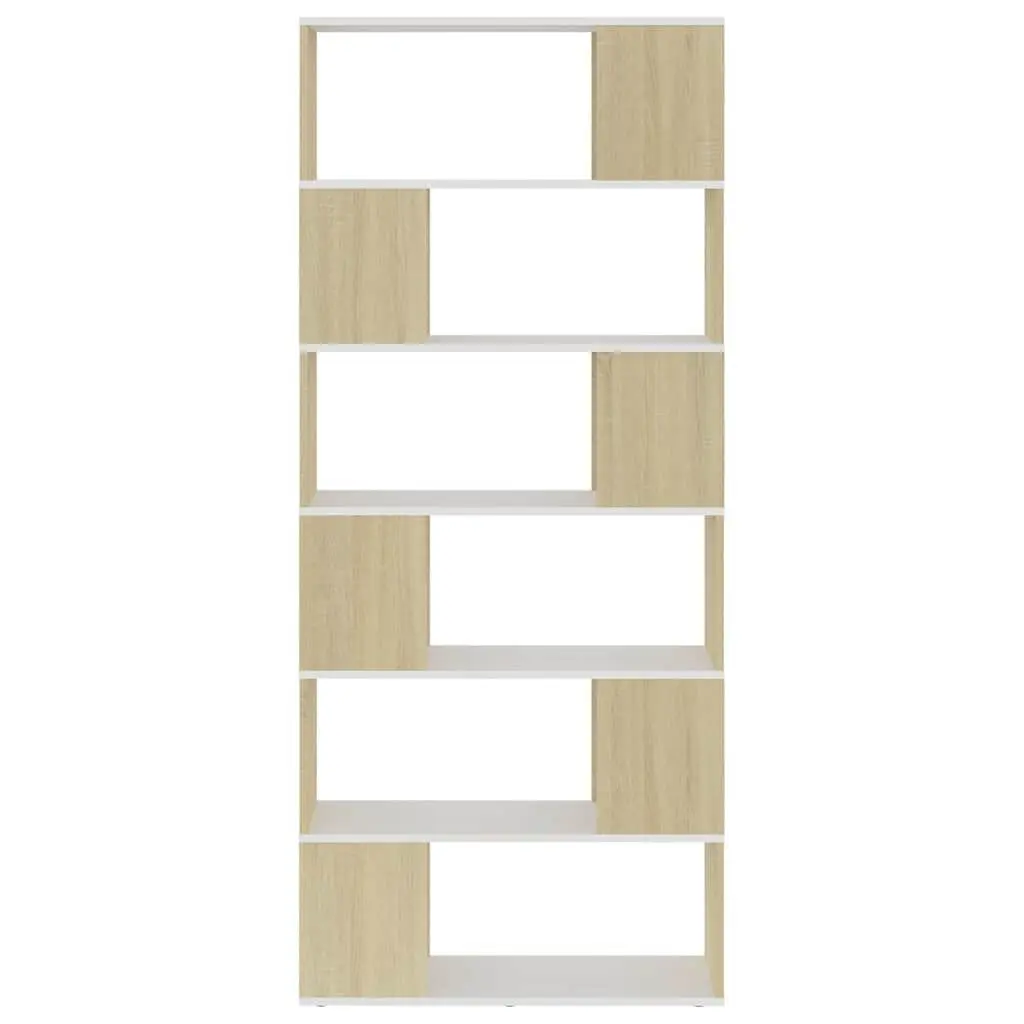 Book Cabinet Room Divider Shelving Unit 6 Compartment Storage Organiser Beige 80W x 24D x 186H cm