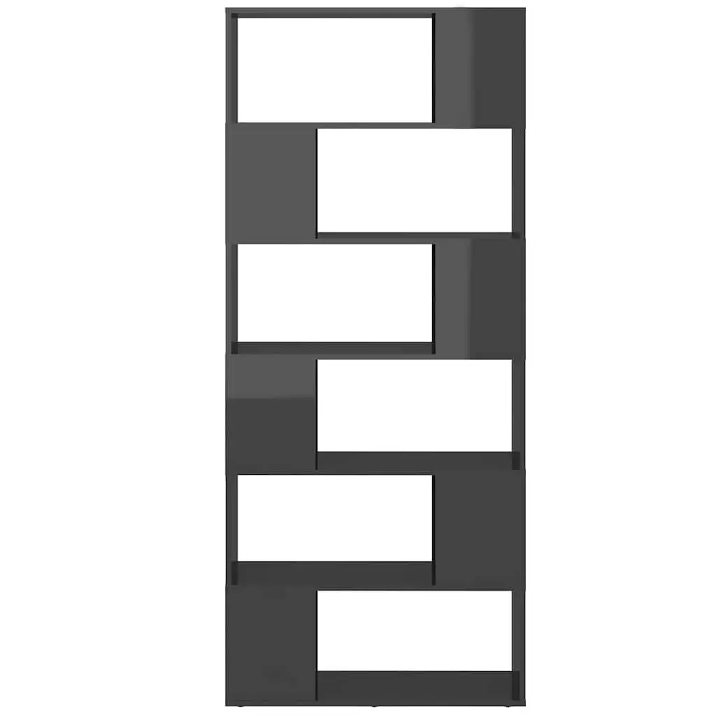 Room Divider Bookshelf Grey 80x24x186cm 6 Compartment Storage Unit