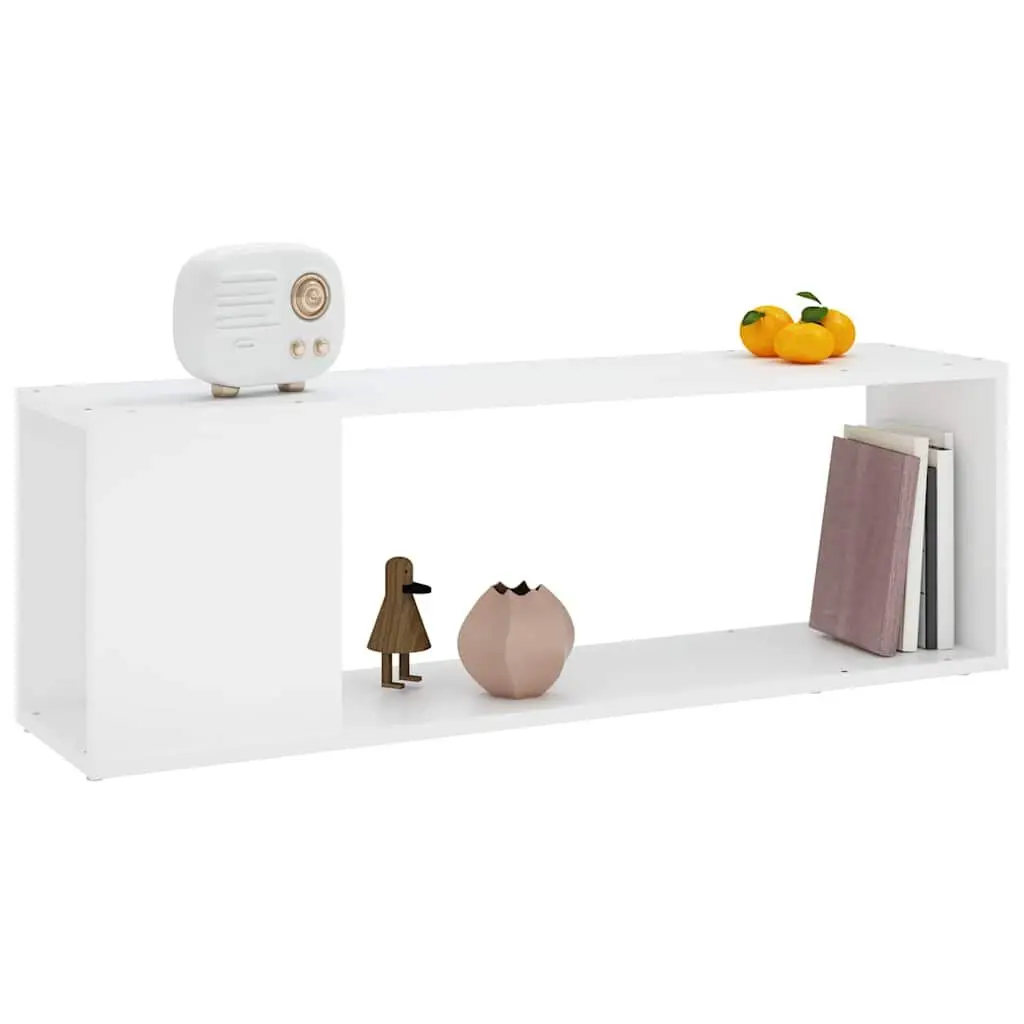 TV Cabinet White Storage Unit 100W x 24D x 32H cm with 2 Shelves
