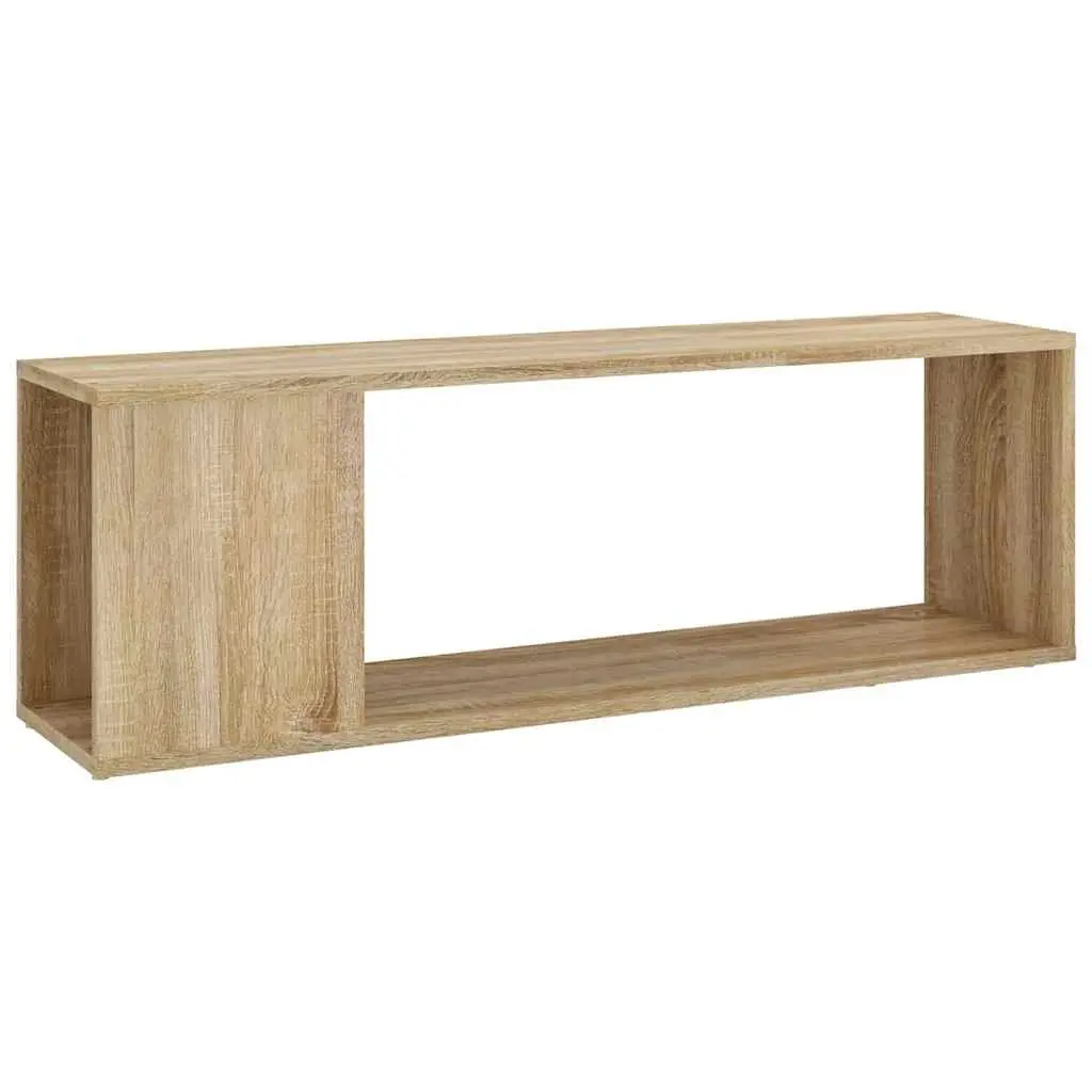 Brown Engineered Wood TV Cabinet Display Unit with 2 Shelves 100 x 24 x 32 cm
