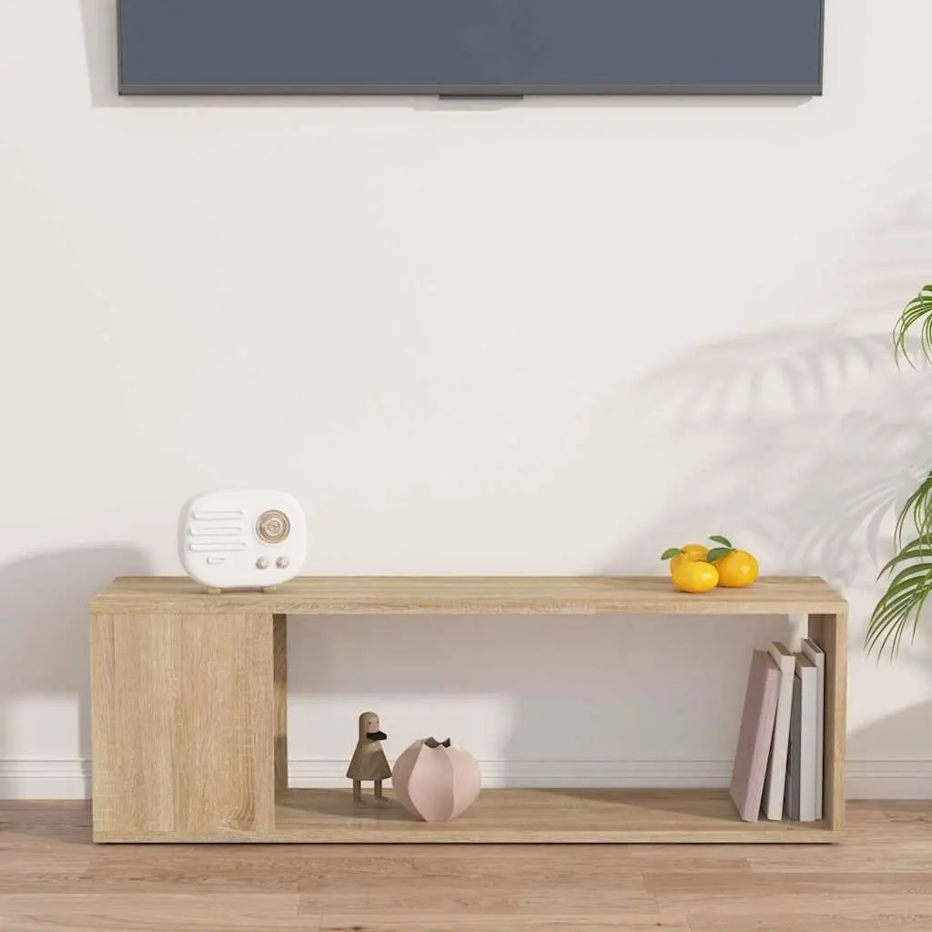 Brown Engineered Wood TV Cabinet Display Unit with 2 Shelves 100 x 24 x 32 cm