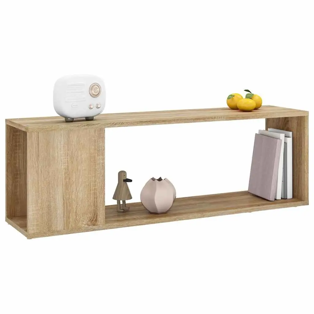 Brown Engineered Wood TV Cabinet Display Unit with 2 Shelves 100 x 24 x 32 cm