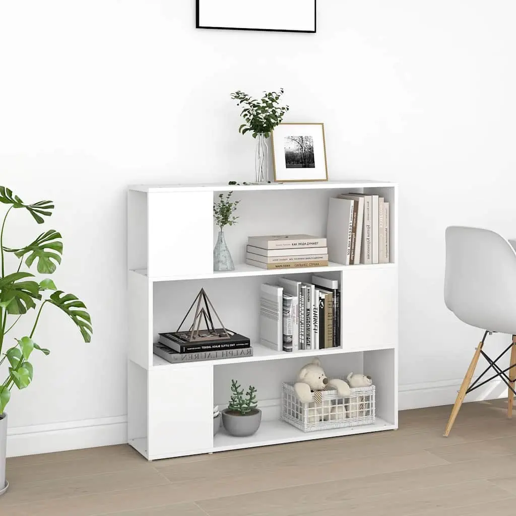 Bookshelf White Room Divider 3 Compartments 100W x 24D x 94H cm