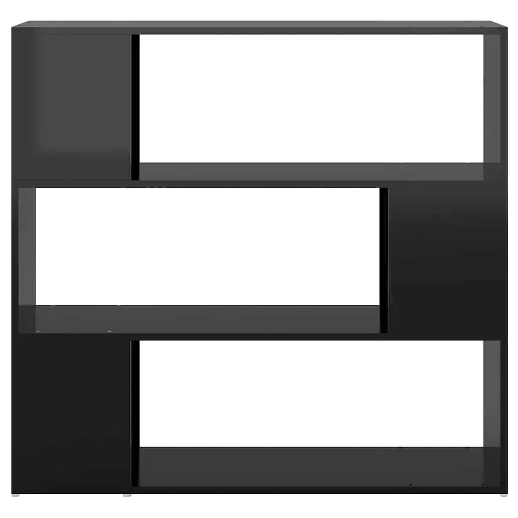 Book Cabinet Room Divider High Gloss Black Storage Shelf Compartment Organizer