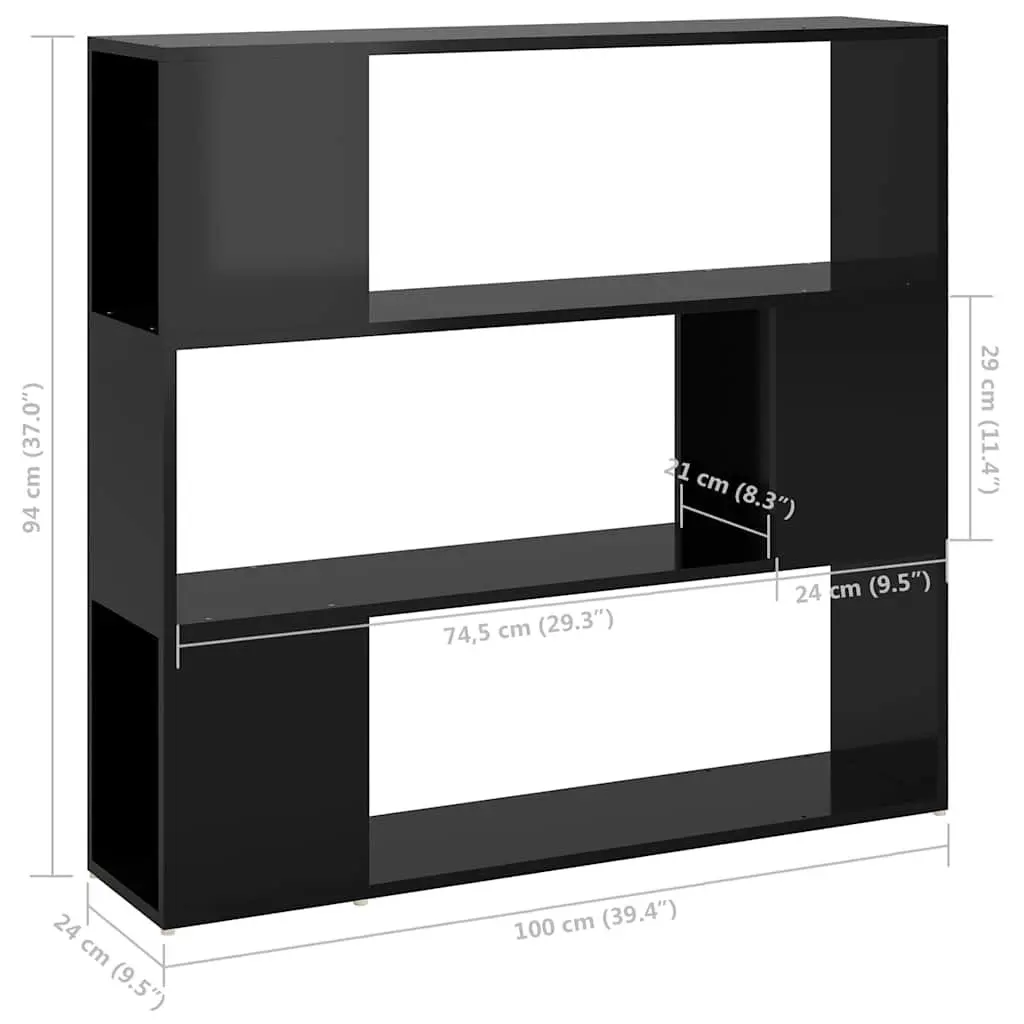 Book Cabinet Room Divider High Gloss Black Storage Shelf Compartment Organizer
