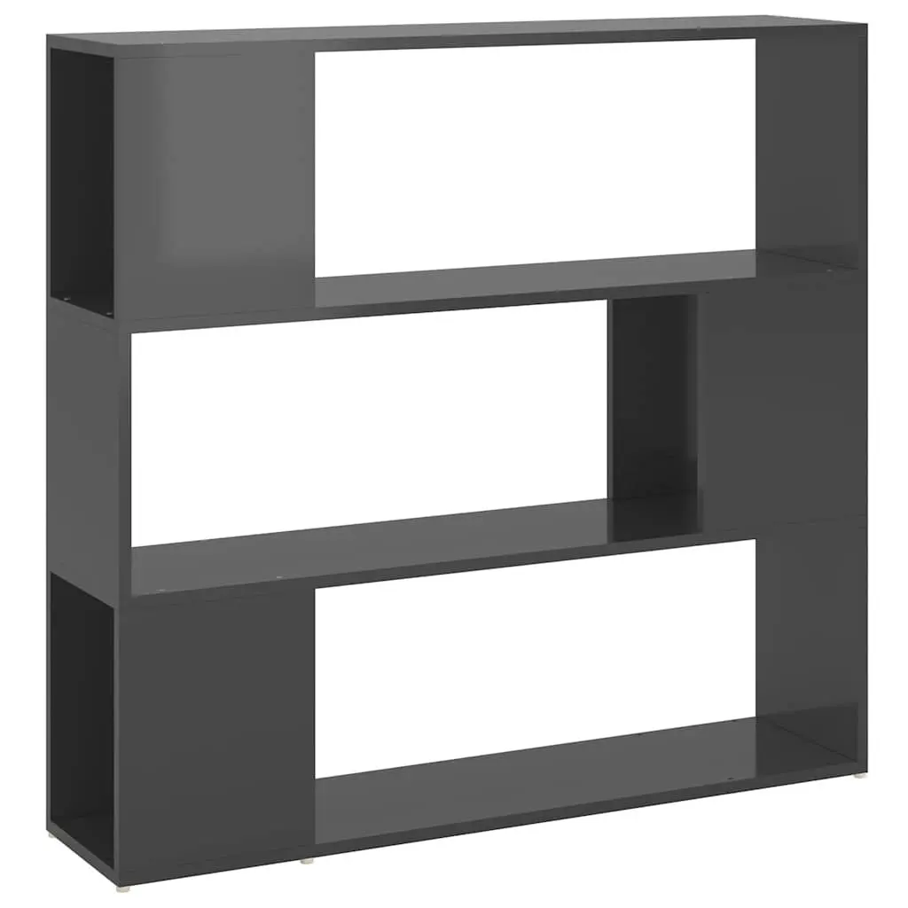 Room Divider Book Cabinet High Gloss Grey 100x24x94cm Shelving Unit