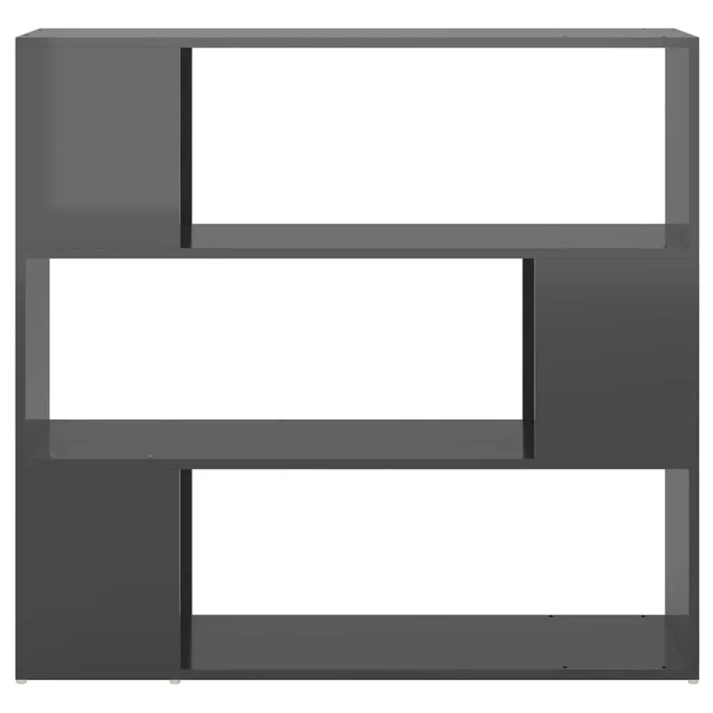 Room Divider Book Cabinet High Gloss Grey 100x24x94cm Shelving Unit