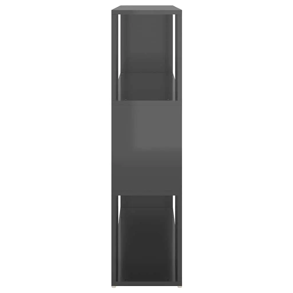 Room Divider Book Cabinet High Gloss Grey 100x24x94cm Shelving Unit