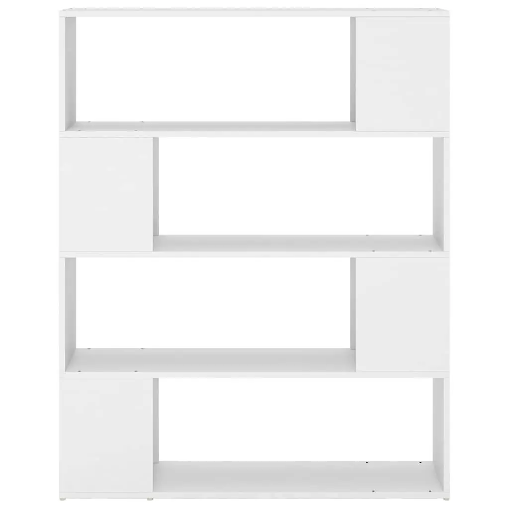 Book Cabinet Room Divider White 4 Compartments Storage Organizer 100 x 24 x 124 cm