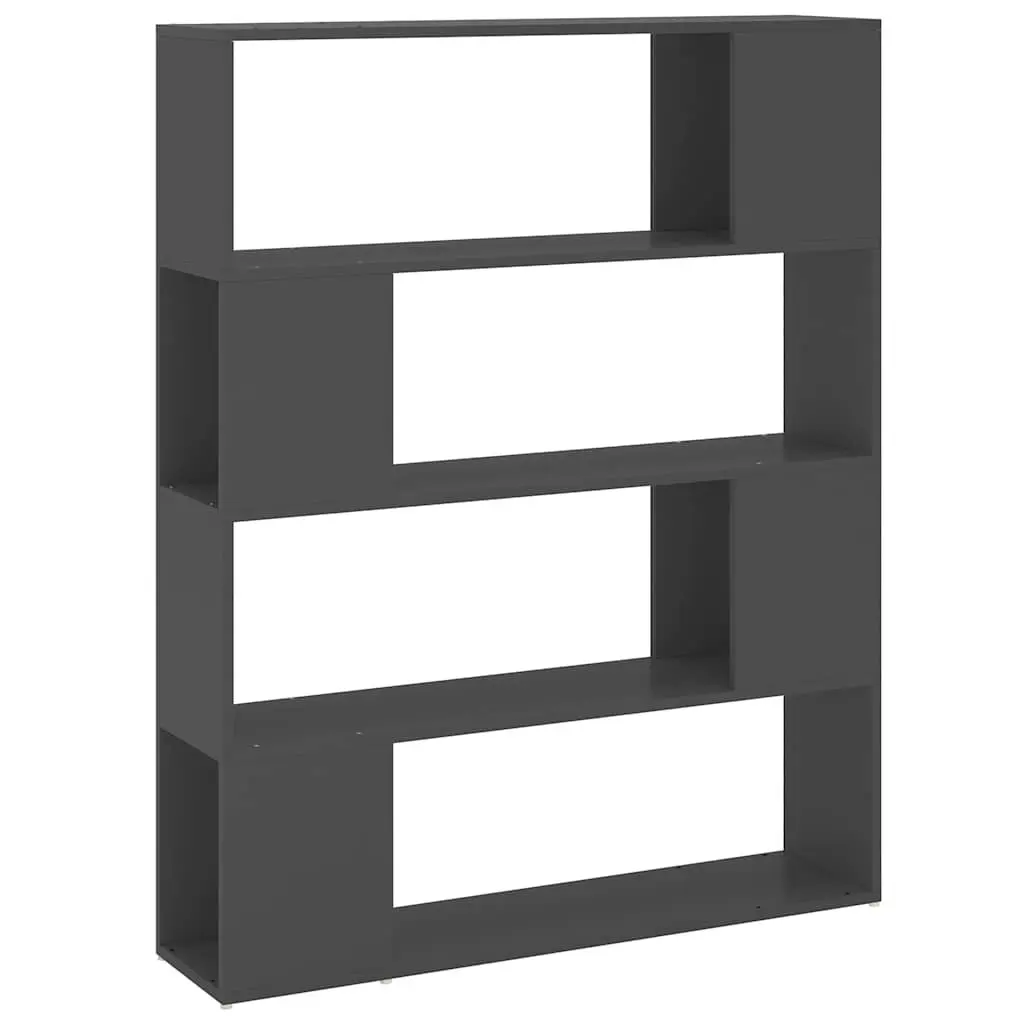 Book Cabinet Room Divider Grey 4 Compartments 100W x 24D x 124H cm