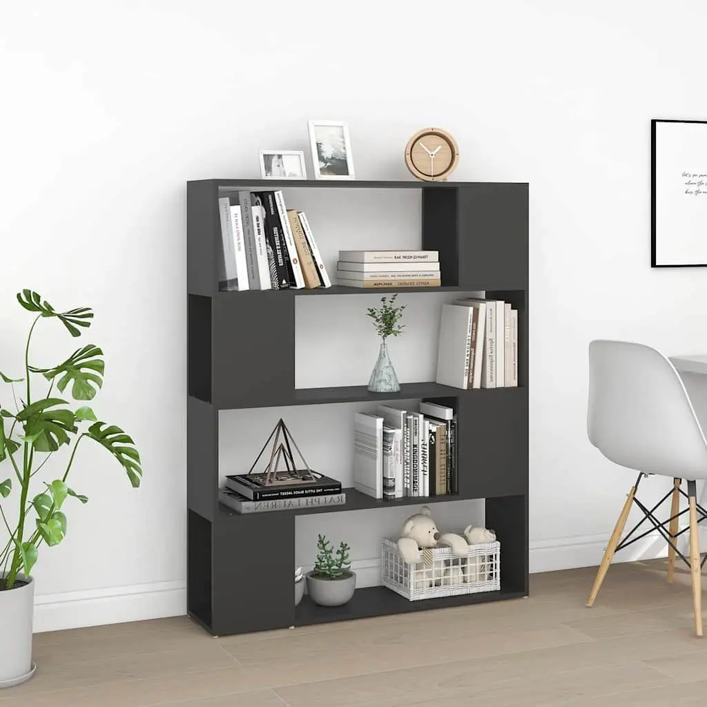 Book Cabinet Room Divider Grey 4 Compartments 100W x 24D x 124H cm