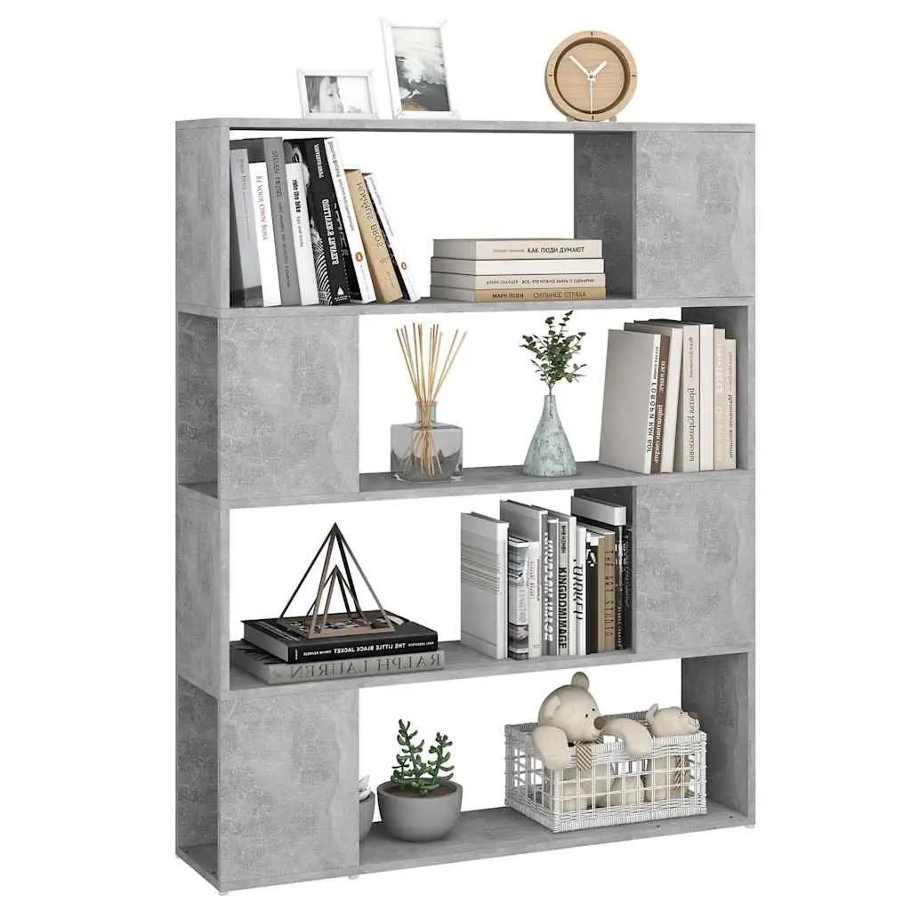 Book Cabinet Room Divider Bookcase Freestanding Storage Shelf 100x24x124 cm Grey