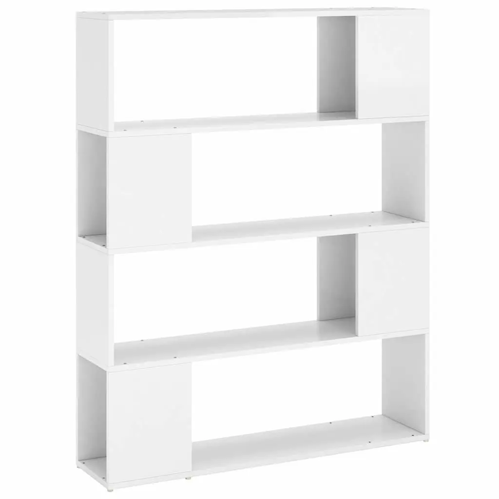 Book Cabinet Room Divider White High Gloss 100W x 24D x 124H cm