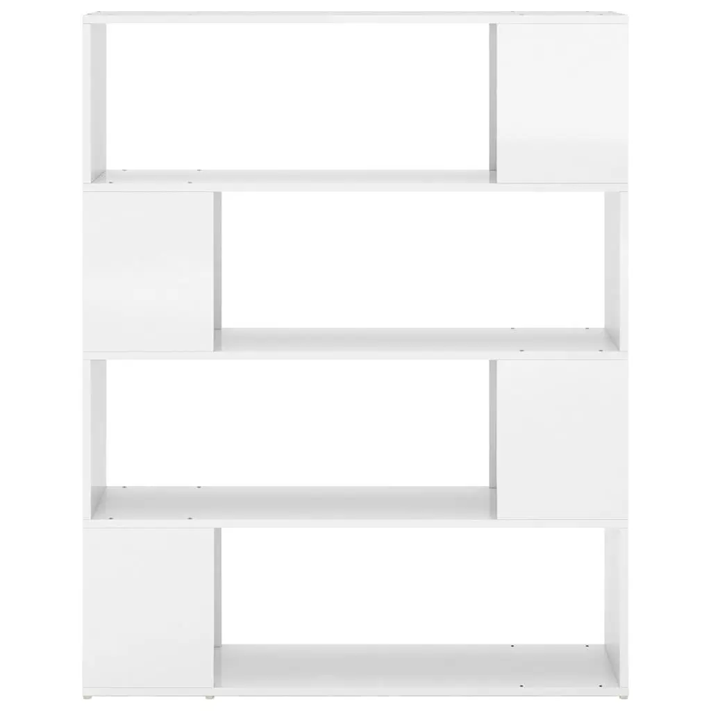 Book Cabinet Room Divider White High Gloss 100W x 24D x 124H cm