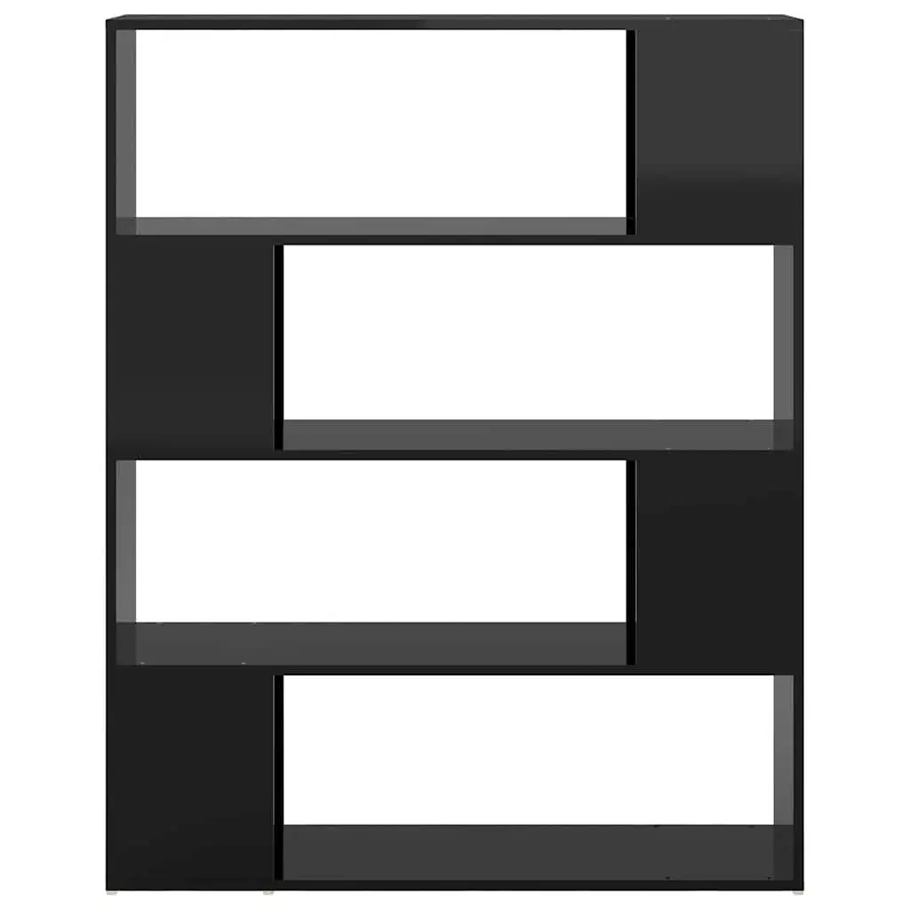 Book Cabinet Room Divider High Gloss Black 100W x 24D x 124H cm