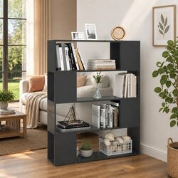 Your New Grey Book Cabinet Room Divider with 4 Compartments