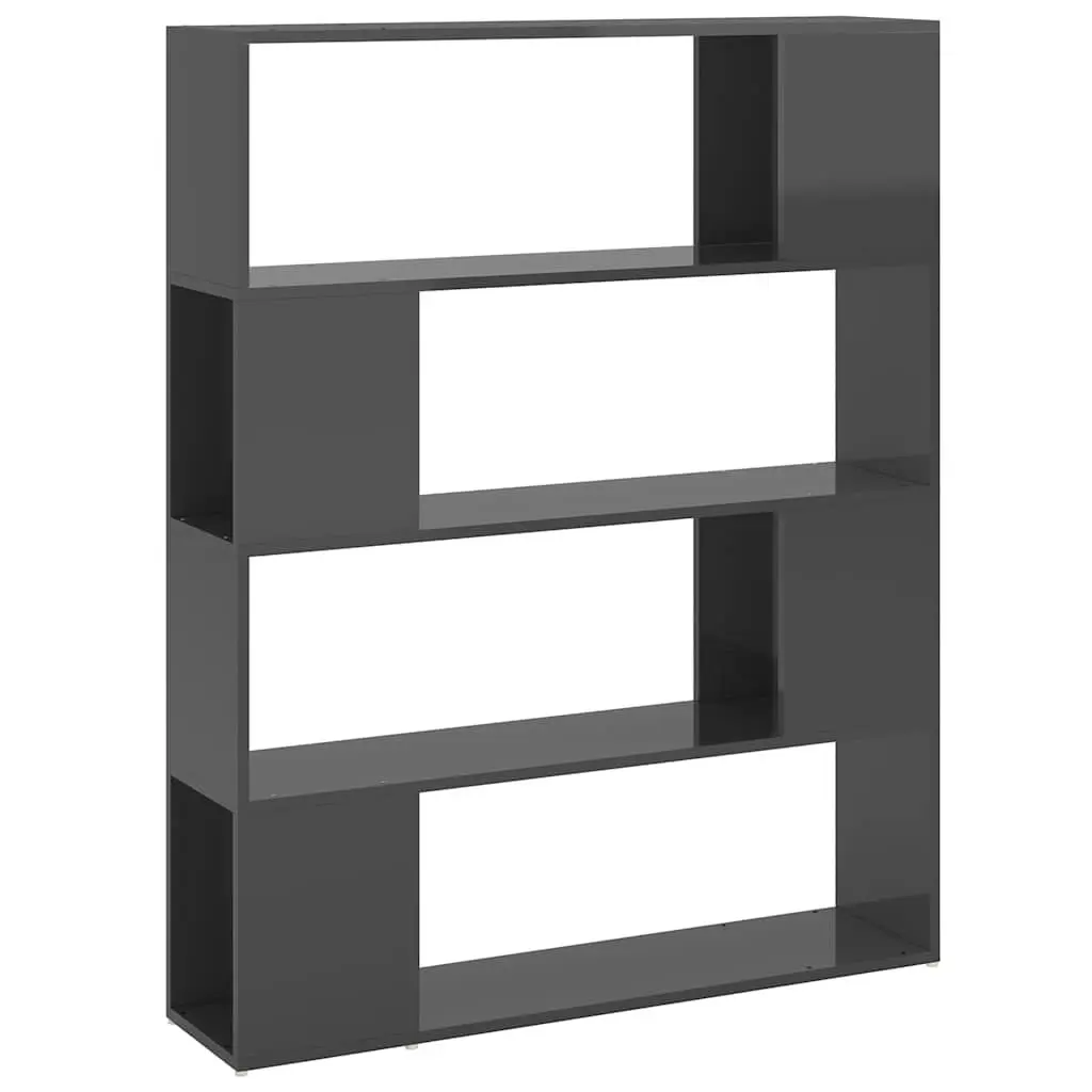 Grey Book Cabinet Room Divider with 4 Compartments