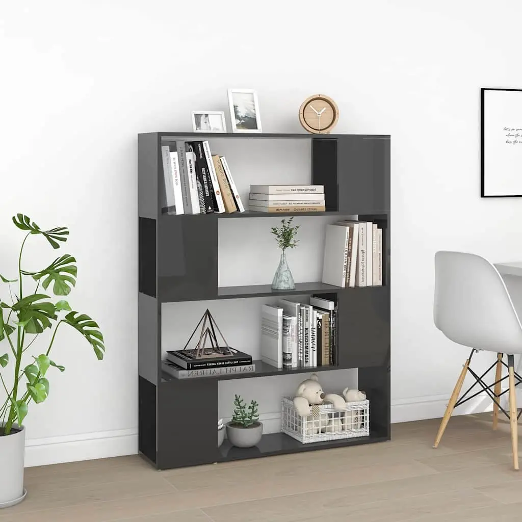 Grey Book Cabinet Room Divider with 4 Compartments