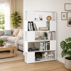 Friendly White Book Cabinet Room Divider for Your Home
