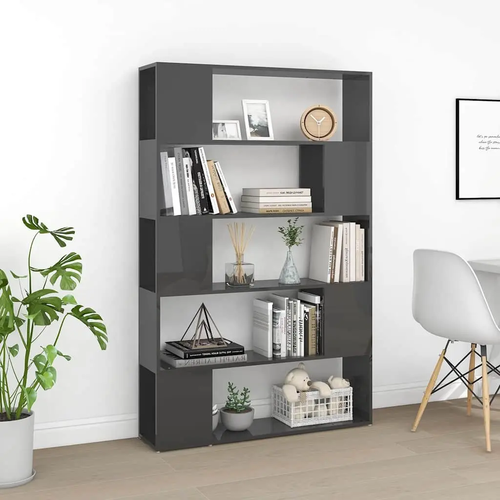 Book Cabinet Room Divider Grey Shelving Unit 5 Compartments Storage Organiser