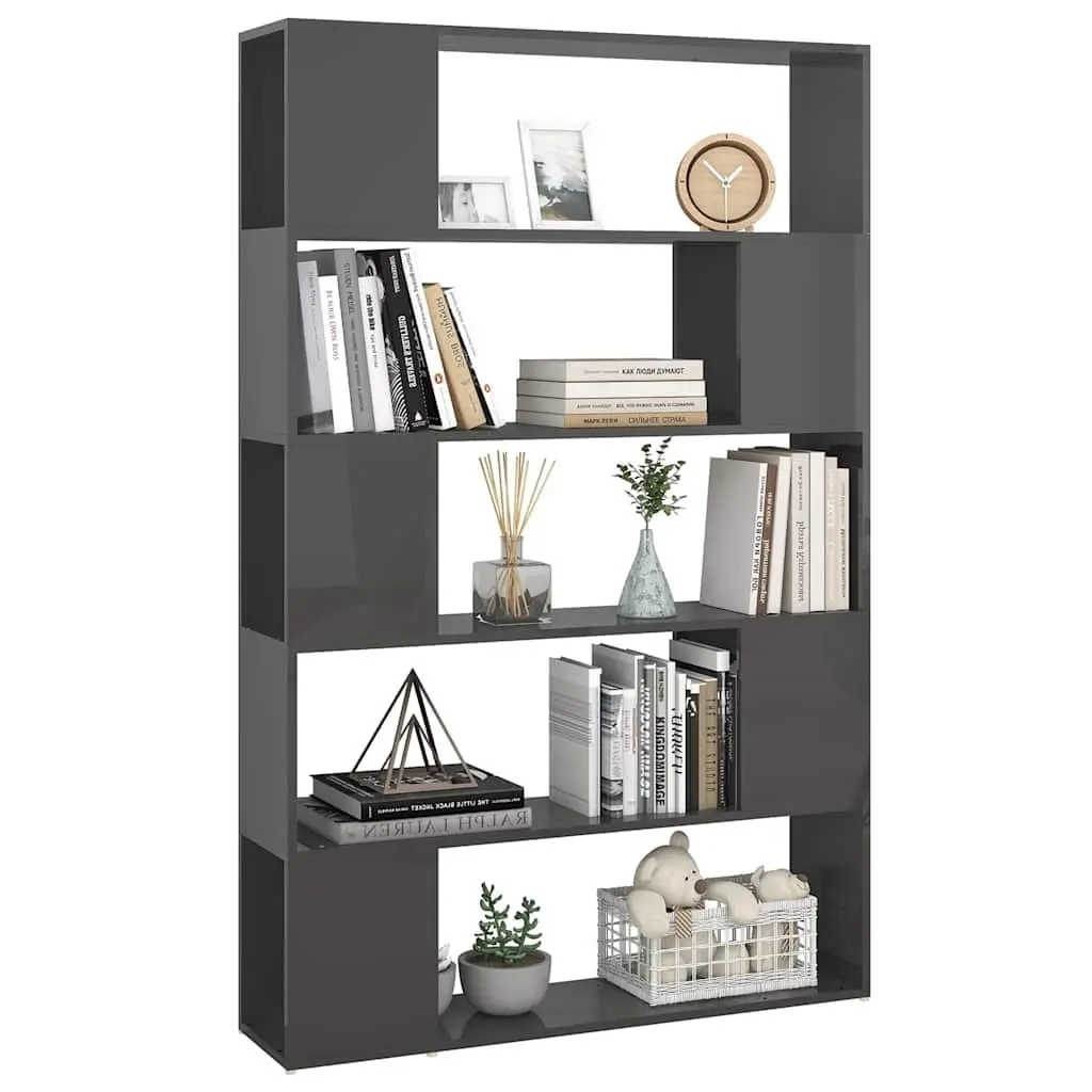 Book Cabinet Room Divider Grey Shelving Unit 5 Compartments Storage Organiser