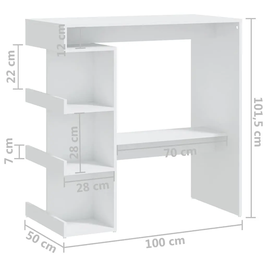 Bar Table with Storage Racks White Space-Saving 100 x 50 x 101.5 cm
