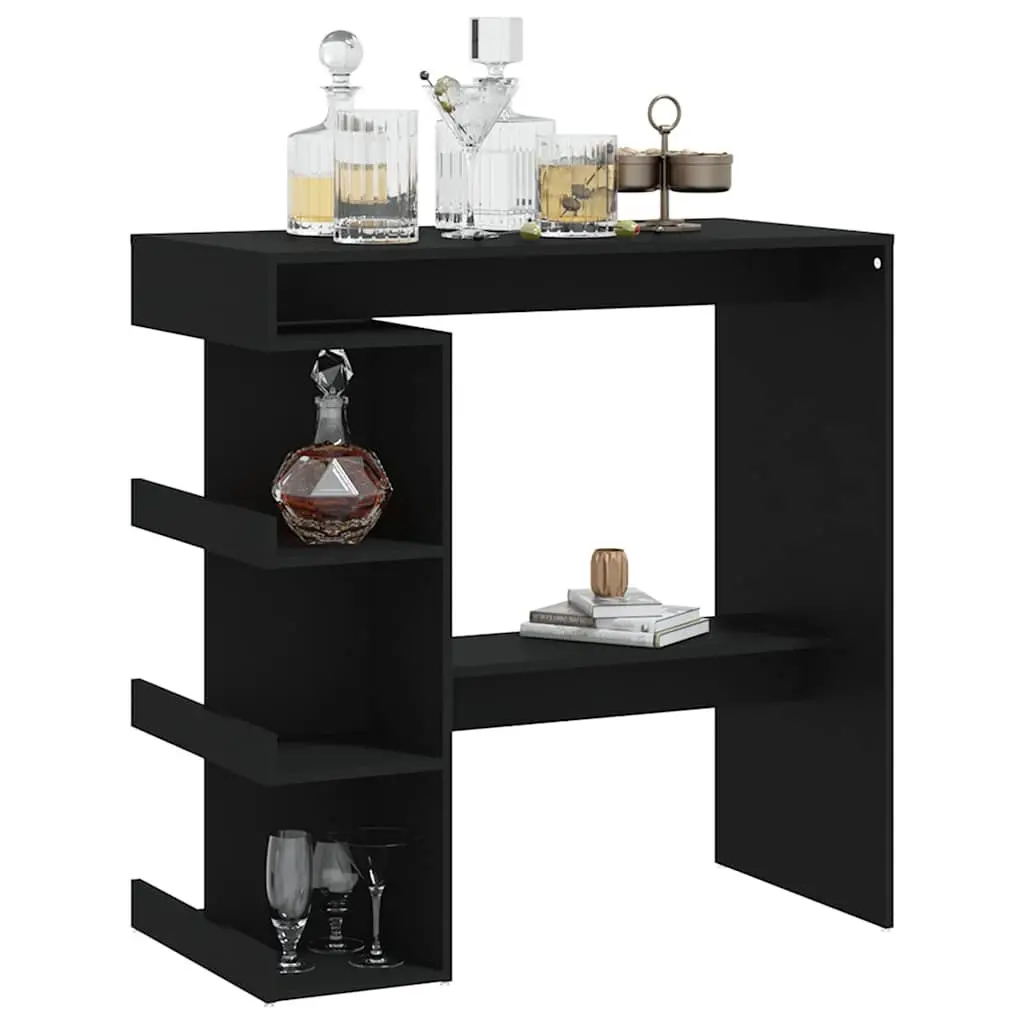 Bar Table with Storage Racks Black Compact High Top Counter 100L x 50W x 1015H cm