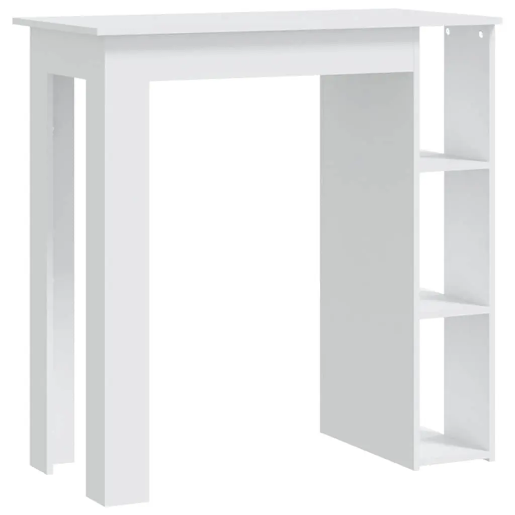 Bar Table with Storage Shelves White Modern Kitchen Dining Bistro Furniture