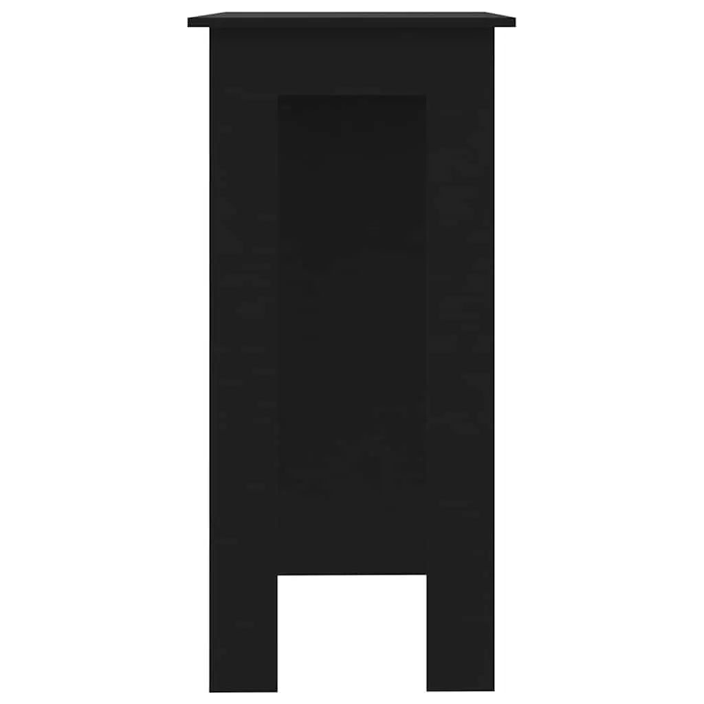 Bar Table with Storage Shelves Kitchen Dining Bistro Compact Black