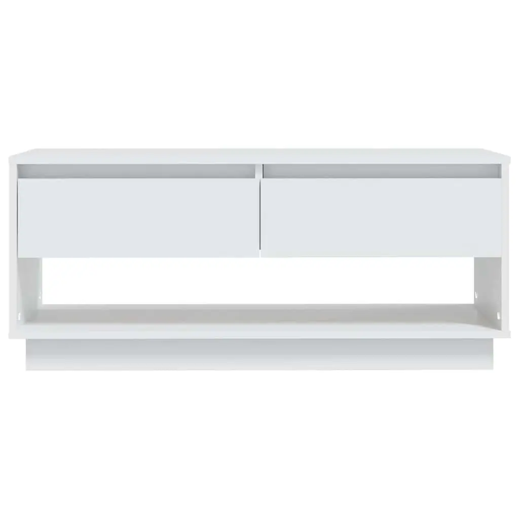 TV Cabinet White Lowboard with 2 Drawers and Open Compartment 102 x 41 x 44 cm